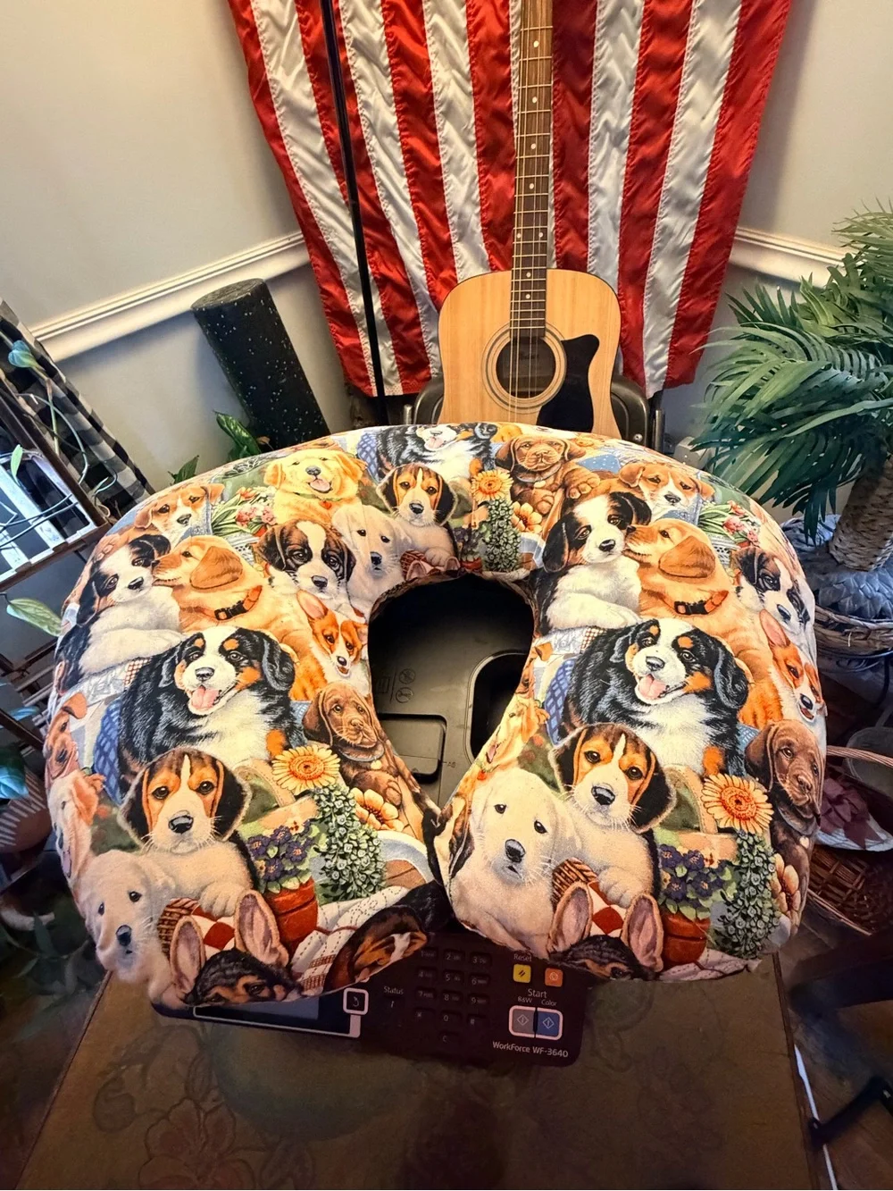 Dog Print U-Shaped Pillow - Multicolor
